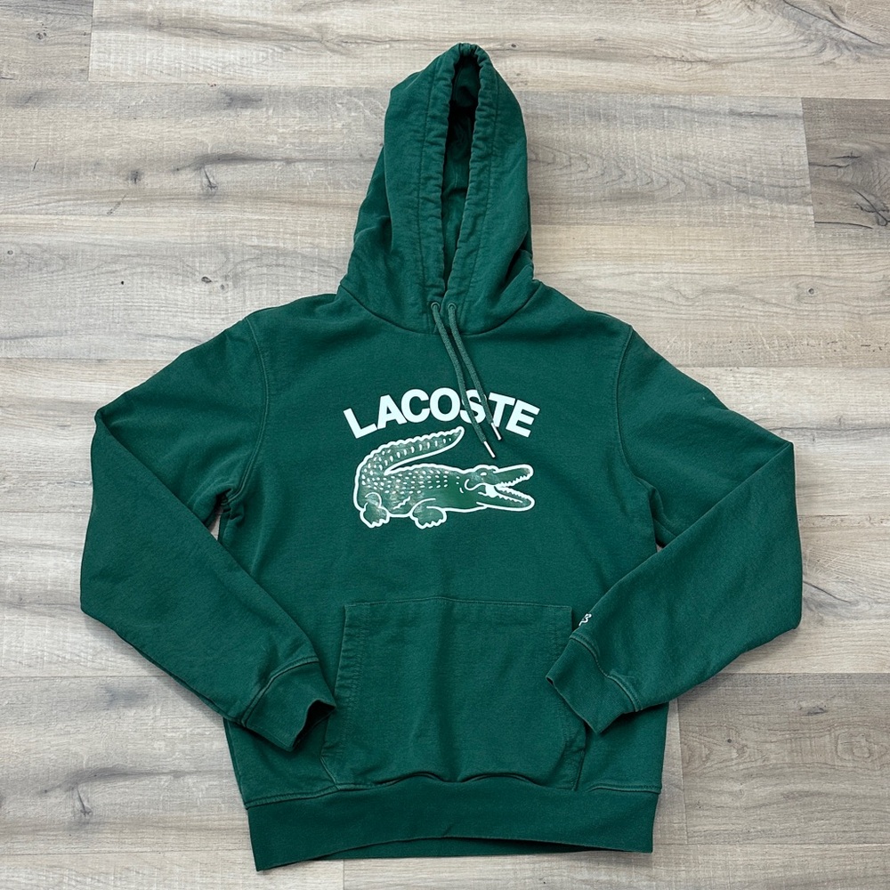 LACOSTE - MEN’S SMALL GREEN LONG SLEEVE HOODIE OVERSIZED CROC LOGO